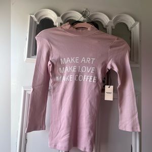 NWT Daydream Nation Long Sleeved Ribbed top￼ XS Make Art Love Coffee Dolls kill